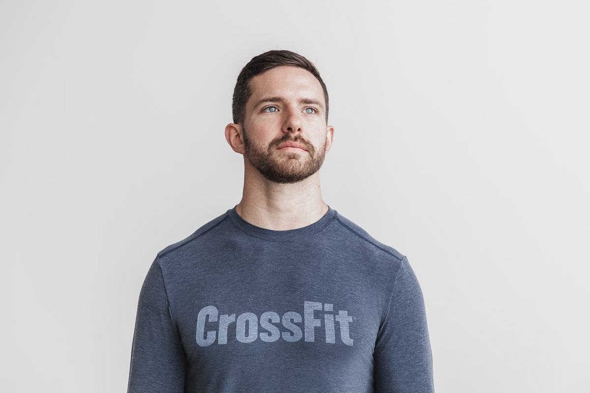 Nobull Crossfit® Men\'s Long Sleeves Navy | Australia (DT6102)